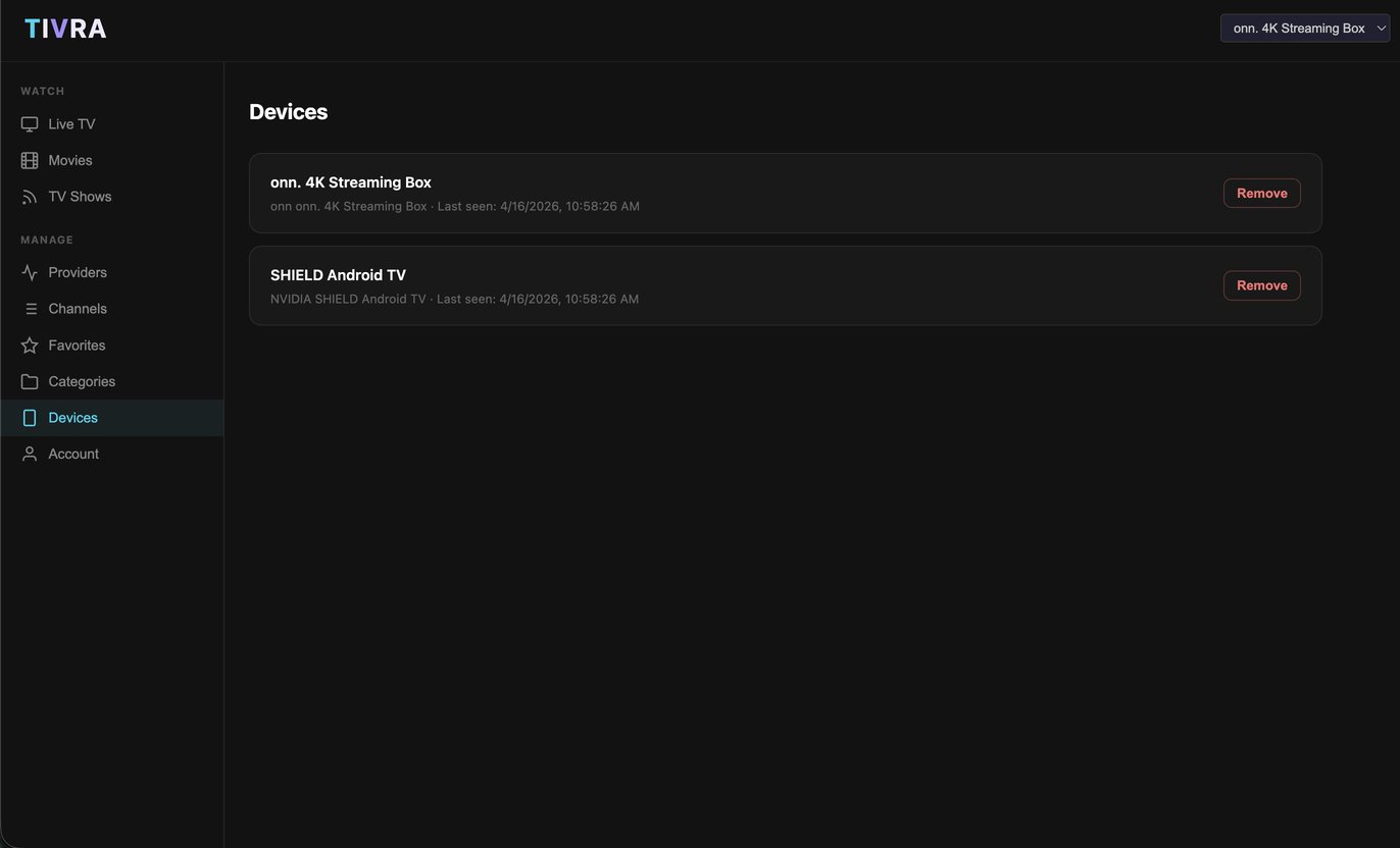 TIVRA Dashboard - Device Management
